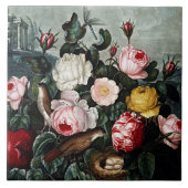 Botanische Bloemen Rozen Keramiek Tegeltje (Voorkant)