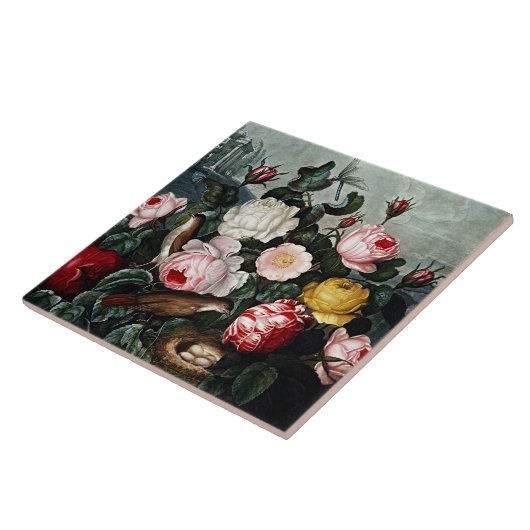 Botanische Bloemen Rozen Keramiek Tegeltje (Zijkant)