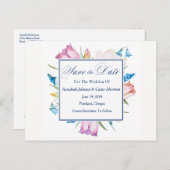 Botanische bloemen "Save the Date" Aankondigingskaart (Voorkant / Achterkant)