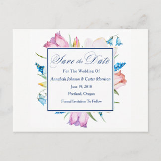 Botanische bloemen "Save the Date" Aankondigingskaart