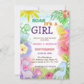 Botanische Bloemen Schattigee Dinosaurus Baby Meis Kaart (Voorkant)