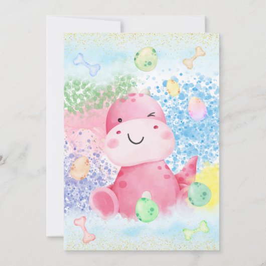 Botanische Bloemen Schattigee Dinosaurus Baby Meis Kaart (Achterkant)