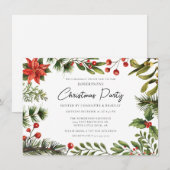 Botanische Bloemen Script Kerstfeest Kaart (Voorkant / Achterkant)