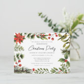 Botanische Bloemen Script Kerstfeest Kaart (Staand voorkant)