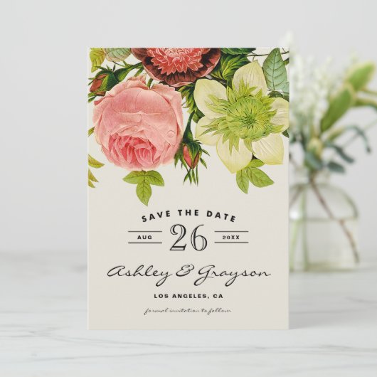 Botanische bloemen sparen de Datum Aankondiging II (Staand voorkant)