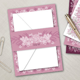 Botanische Bloemen Stoffig Roos Blush Bourgogne br Uitnodigingen Wikkel