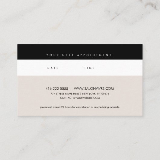 Botanische bloemen Stripes Salon Appointment Card Visitekaartje (Achterkant)