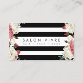 Botanische bloemen Stripes Salon Appointment Card Visitekaartje (Voorkant)