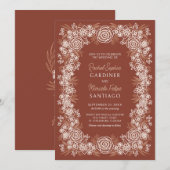 Botanische bloemen Terracotta bruiloft Kaart (Voorkant / Achterkant)