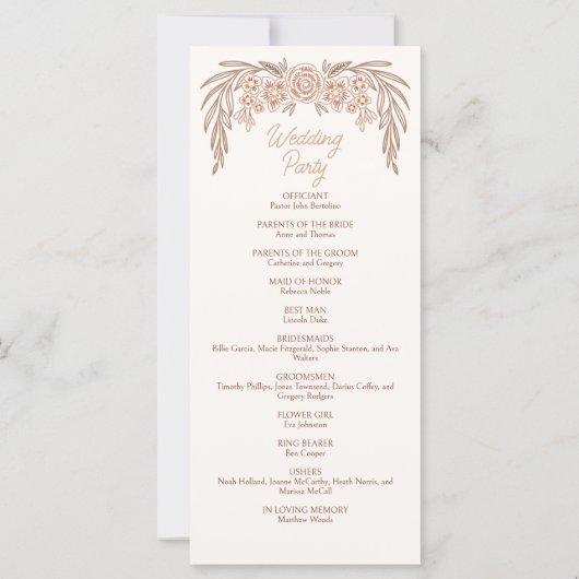 Botanische Bloemen Terracotta Trouwprogramma (Achterkant)