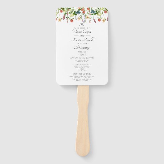 Botanische Bloemen Trouwprogramma Hand Fan Handwaaier (Voorkant)