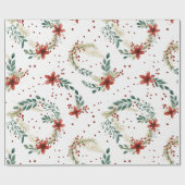 Botanische Bloemen Vakantie Kerstwinter Cadeaupapier (Vlak)