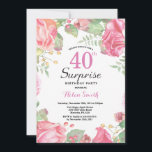 Botanische Bloemen Verrassing 40e verjaardag Uitno Kaart<br><div class="desc">Botanical Floral Surprise 40th Birthday Invitation. Bloemroze pioenrozen verjaardagsuitnodiging voor vrouwen. Waterverf bloemen. Elegante roze roos en pioenroos bloemen. Verjaardag voor volwassenen. Witte achtergrond. Zwart-Wit. 13e 15e 16e 18e 20e 21e 30e 40e 50e 60e 70e 80e 90e 100e, Alle leeftijden. Voor verdere aanpassing klikt u op de knop "Aanpassen" en...</div>