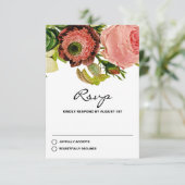Botanische bloemen Vintage Wedding RSVP (Staand voorkant)