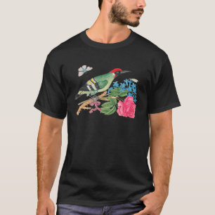  Botanische Bloemen Vogel en Vlinder T-shirt