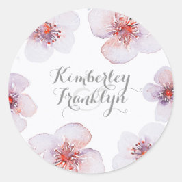 Botanische Bloemen Waterverf Elegant Modern Bruilo Ronde Sticker