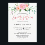 Botanische Bloemen Waterverf Sweet Sixteen Kaart<br><div class="desc">Ga voor collectie naar onze kleine Bayleigh winkel! We hebben illustraties gebruikt van: www.createthecut.com</div>