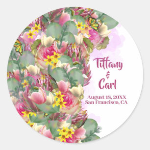 Botanische bloemen Wildflower bruiloft Ronde Sticker