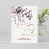 Botanische Bloemen Winter Kerstmis Save The Date Folie Uitnodiging (Staand Voorkant)