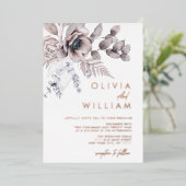 Botanische Bloemen Winter Kerstvakantie bruiloft Folie Uitnodiging (Staand Voorkant)