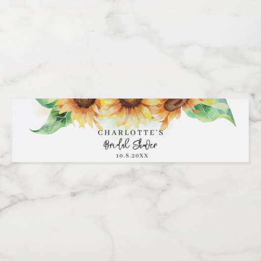 Botanische Bloemen Zonnebloem Vrijgezellenfeest Waterfles Etiket (Enkel label)