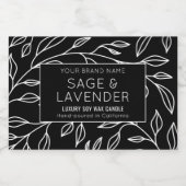  Botanische Bloemen Zwart Product Jar Label Voedselcontainer Etiket (Enkel label)