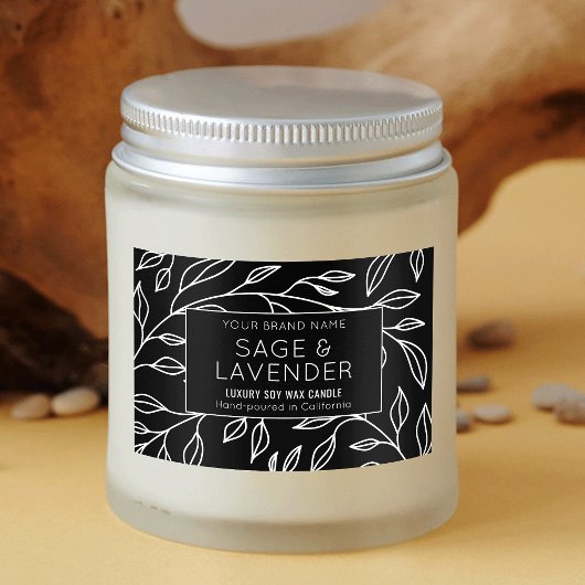  Botanische Bloemen Zwart Product Jar Label Voedselcontainer Etiket