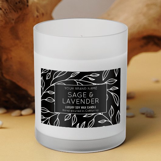  Botanische Bloemen Zwart Product Jar Label Voedselcontainer Etiket