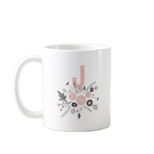 Botanische bloemen Zwarte Pint Floral Monogram