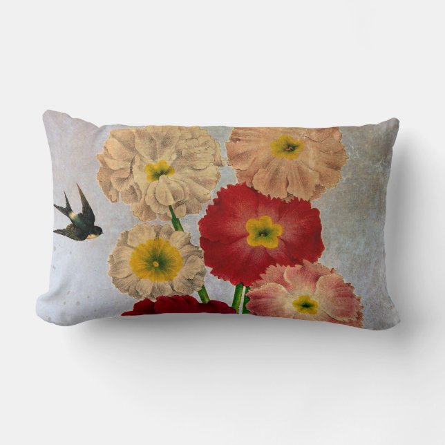  botanische bloemen Zwemvee Rustisch Blauw Kussen (Voorkant)