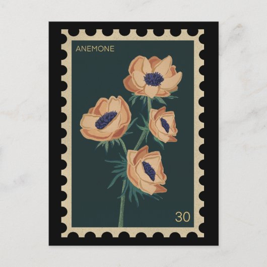 Botanische Bloemenanemoon - Windbloem Briefkaart (Voorkant)