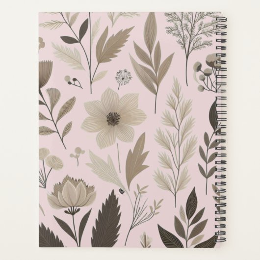 Botanische bloemenblush en taupe planner (Achterkant)