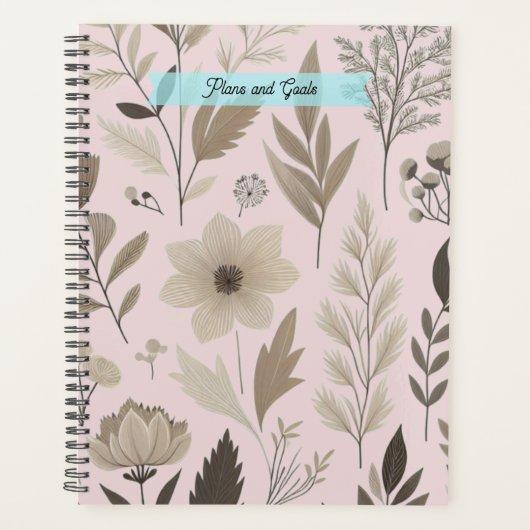 Botanische bloemenblush en taupe planner (Voorkant)
