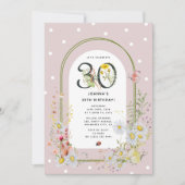 Botanische Bloemenboog 30e Verjaardagsfeest Kaart (Voorkant)