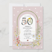 Botanische Bloemenboog 50e Verjaardagsfeest Kaart (Voorkant)