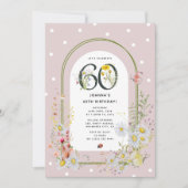 Botanische Bloemenboog 60e Verjaardagsfeest Kaart (Voorkant)