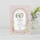 Botanische Bloemenboog 60e Verjaardagsfeest Kaart (Staand voorkant)