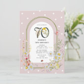 Botanische Bloemenboog 70e Verjaardagsfeest Kaart (Staand voorkant)