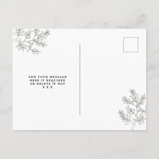 Botanische bloemenbruiloft Bewaar de datumkaart Aankondigingskaart (Achterkant)