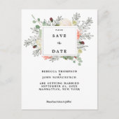 Botanische bloemenbruiloft Bewaar de datumkaart Aankondigingskaart (Voorkant)