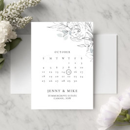 Botanische Bloemencalender Sla de Datum Op Uitnodi Kaart