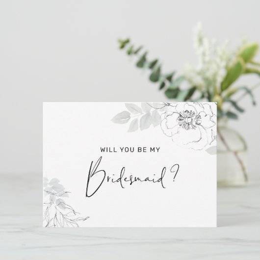 Botanische bloemenillustratie bruidsmeisje kaart (Staand voorkant)