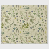 Botanische  bloemenillustratiepatroon cadeaupapier (Vlak)