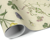 Botanische  bloemenillustratiepatroon cadeaupapier (Rol Hoek)