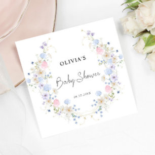 Botanische bloemenkrans baby shower servet
