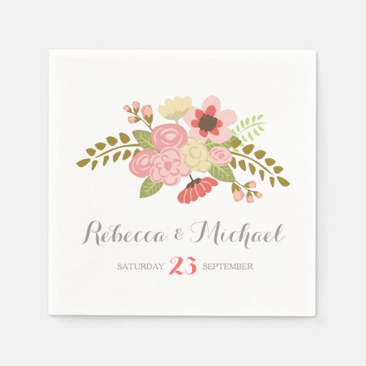 Botanische bloemenontvangst servet (Voorkant)
