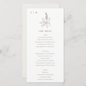 Botanische bloemenschets Monogram Huwelijksmenu ka Bedankkaart (Voorkant / Achterkant)