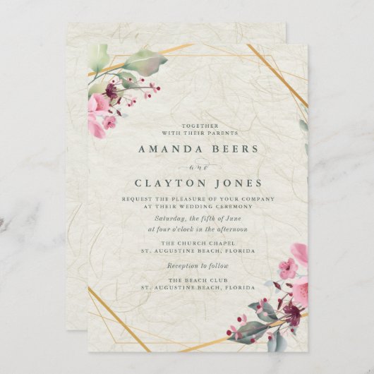 Botanische bloementuin bruiloft kaart (Voorkant / Achterkant)