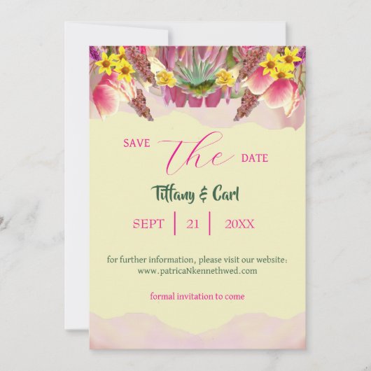 Botanische Bloementuin Cream Save-the-Date Kaart (Voorkant)