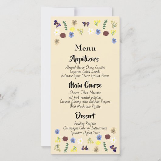 Botanische Bloementuin Eierschaal Trouwmenu (Voorkant)